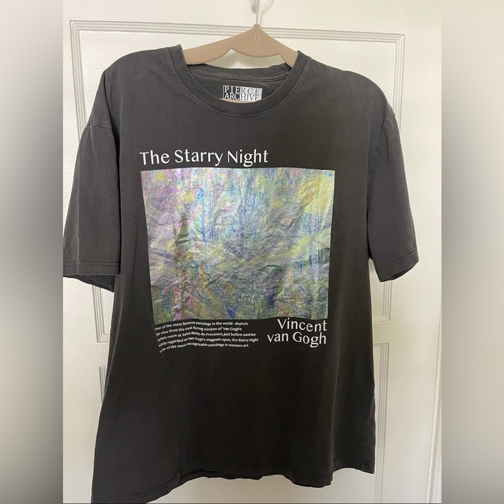 Pierce Archive Van Gogh Starry Night Gray T Shirt Men’s Size Medium